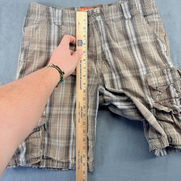 Lee Dungarees Cargo Shorts Men's 32 Brown Plaid Cotton Relaxed Fit Skater Surf - Picture 6 of 8